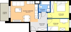 3 pokoje, mieszkanie 54,06 m², piętro 3, oferta nr B/68, Osiedle Wilno 9.2, Warszawa, Targówek, Elsnerów, ul. Rudnicka