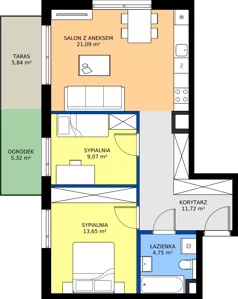 3 pokoje, mieszkanie 60,28 m², parter, oferta nr B/55, Osiedle Wilno 9.2, Warszawa, Targówek, Elsnerów, ul. Rudnicka