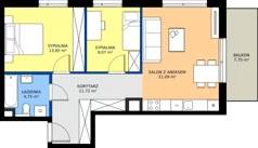 3 pokoje, mieszkanie 60,28 m², piętro 2, oferta nr B/67, Osiedle Wilno 9.2, Warszawa, Targówek, Elsnerów, ul. Rudnicka