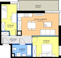 3 pokoje, mieszkanie 55,56 m², piętro 3, oferta nr B/96, Osiedle Wilno 9.2, Warszawa, Targówek, Elsnerów, ul. Rudnicka