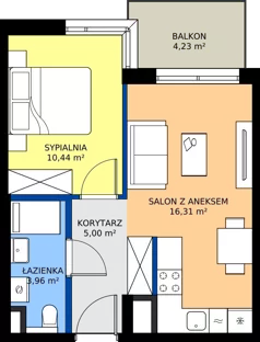 2 pokoje, mieszkanie 35,71 m², piętro 1, oferta nr B/59, Osiedle Wilno 9.2, Warszawa, Targówek, Elsnerów, ul. Rudnicka