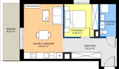 2 pokoje, mieszkanie 42,27 m², piętro 2, oferta nr C/20, Osiedle Wilno 9.2, Warszawa, Targówek, Elsnerów, ul. Rudnicka