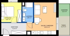 2 pokoje, mieszkanie 41,26 m², parter, oferta nr C/8, Osiedle Wilno 9.2, Warszawa, Targówek, Elsnerów, ul. Rudnicka