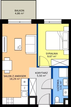 2 pokoje, mieszkanie 37,37 m², piętro 4, oferta nr C/43, Osiedle Wilno 9.2, Warszawa, Targówek, Elsnerów, ul. Rudnicka
