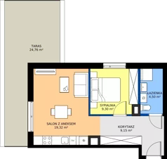 2 pokoje, mieszkanie 42,27 m², piętro 1, oferta nr C/11, Osiedle Wilno 9.2, Warszawa, Targówek, Elsnerów, ul. Rudnicka