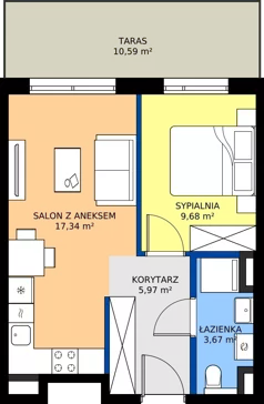 2 pokoje, mieszkanie 36,66 m², parter, oferta nr C/3, Osiedle Wilno 9.2, Warszawa, Targówek, Elsnerów, ul. Rudnicka