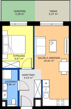 2 pokoje, mieszkanie 37,58 m², parter, oferta nr C/6, Osiedle Wilno 9.2, Warszawa, Targówek, Elsnerów, ul. Rudnicka