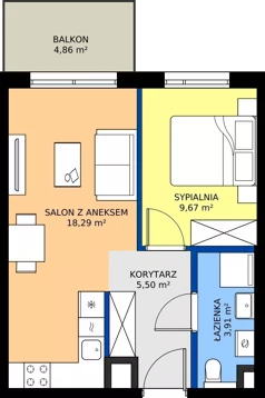 2 pokoje, mieszkanie 37,37 m², piętro 2, oferta nr C/25, Osiedle Wilno 9.2, Warszawa, Targówek, Elsnerów, ul. Rudnicka