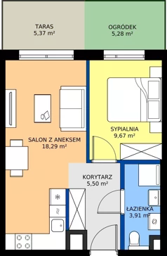 2 pokoje, mieszkanie 37,37 m², parter, oferta nr C/7, Osiedle Wilno 9.2, Warszawa, Targówek, Elsnerów, ul. Rudnicka