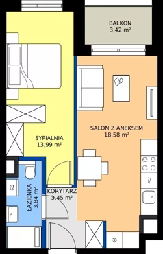 2 pokoje, mieszkanie 39,86 m², piętro 4, oferta nr A/47, Mokotów Sportowy 1.3, Warszawa, Mokotów, Augustówka, ul. Antoniewska