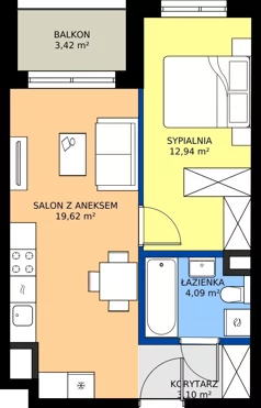 2 pokoje, mieszkanie 39,75 m², piętro 2, oferta nr A/36, Mokotów Sportowy 1.3, Warszawa, Mokotów, Augustówka, ul. Antoniewska