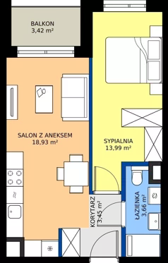 2 pokoje, mieszkanie 40,03 m², piętro 3, oferta nr A/21, Mokotów Sportowy 1.3, Warszawa, Mokotów, Augustówka, ul. Antoniewska