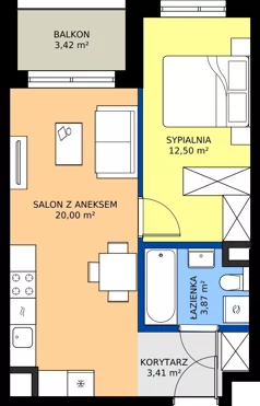2 pokoje, mieszkanie 39,78 m², piętro 1, oferta nr A/3, Mokotów Sportowy 1.3, Warszawa, Mokotów, Augustówka, ul. Antoniewska