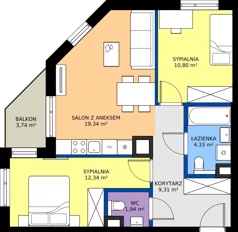 3 pokoje, mieszkanie 58,06 m², piętro 1, oferta nr A/59, Mokotów Sportowy 1.3, Warszawa, Mokotów, Augustówka, ul. Antoniewska