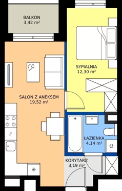 2 pokoje, mieszkanie 39,15 m², piętro 1, oferta nr A/6, Mokotów Sportowy 1.3, Warszawa, Mokotów, Augustówka, ul. Antoniewska
