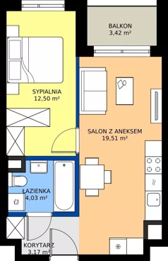 2 pokoje, mieszkanie 39,21 m², piętro 2, oferta nr A/71, Mokotów Sportowy 1.3, Warszawa, Mokotów, Augustówka, ul. Antoniewska