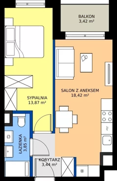 2 pokoje, mieszkanie 39,58 m², piętro 1, oferta nr A/60, Mokotów Sportowy 1.3, Warszawa, Mokotów, Augustówka, ul. Antoniewska