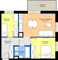 3 pokoje, mieszkanie 55,67 m², piętro 1, oferta nr A/55, Mokotów Sportowy 1.3, Warszawa, Mokotów, Augustówka, ul. Antoniewska