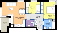 3 pokoje, mieszkanie 61,66 m², piętro 1, oferta nr B/8, Mokotów Sportowy 1.3, Warszawa, Mokotów, Augustówka, ul. Antoniewska