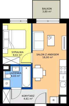 2 pokoje, mieszkanie 35,25 m², piętro 3, oferta nr B/15, Mokotów Sportowy 1.3, Warszawa, Mokotów, Augustówka, ul. Antoniewska