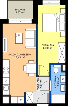 2 pokoje, mieszkanie 38,80 m², piętro 2, oferta nr B/11, Mokotów Sportowy 1.3, Warszawa, Mokotów, Augustówka, ul. Antoniewska