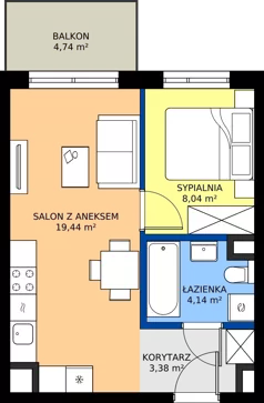 2 pokoje, mieszkanie 35,00 m², piętro 2, oferta nr C/16, Mokotów Sportowy 1.3, Warszawa, Mokotów, Augustówka, ul. Antoniewska