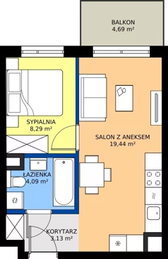 2 pokoje, mieszkanie 34,95 m², piętro 3, oferta nr C/22, Mokotów Sportowy 1.3, Warszawa, Mokotów, Augustówka, ul. Antoniewska