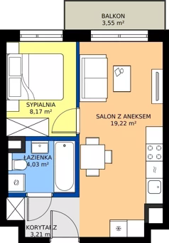 2 pokoje, mieszkanie 34,63 m², piętro 2, oferta nr C/93, Mokotów Sportowy 1.3, Warszawa, Mokotów, Augustówka, ul. Antoniewska