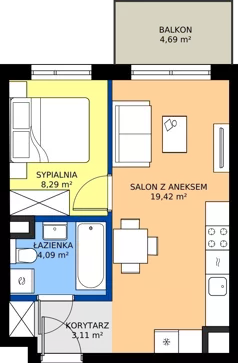 2 pokoje, mieszkanie 34,91 m², piętro 3, oferta nr C/59, Mokotów Sportowy 1.3, Warszawa, Mokotów, Augustówka, ul. Antoniewska