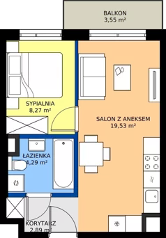 2 pokoje, mieszkanie 34,98 m², piętro 3, oferta nr C/102, Mokotów Sportowy 1.3, Warszawa, Mokotów, Augustówka, ul. Antoniewska