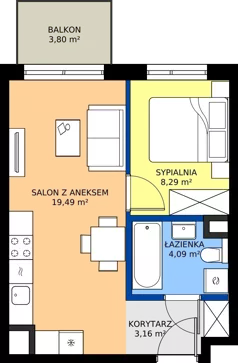 2 pokoje, mieszkanie 35,03 m², piętro 2, oferta nr C/52, Mokotów Sportowy 1.3, Warszawa, Mokotów, Augustówka, ul. Antoniewska