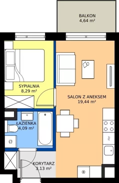 2 pokoje, mieszkanie 34,95 m², piętro 1, oferta nr C/8, Mokotów Sportowy 1.3, Warszawa, Mokotów, Augustówka, ul. Antoniewska