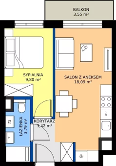 2 pokoje, mieszkanie 35,10 m², piętro 1, oferta nr C/84, Mokotów Sportowy 1.3, Warszawa, Mokotów, Augustówka, ul. Antoniewska