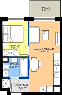 2 pokoje, mieszkanie 34,91 m², piętro 1, oferta nr C/47, Mokotów Sportowy 1.3, Warszawa, Mokotów, Augustówka, ul. Antoniewska
