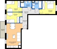 4 pokoje, mieszkanie 72,60 m², piętro 1, oferta nr C/6, Mokotów Sportowy 1.3, Warszawa, Mokotów, Augustówka, ul. Antoniewska