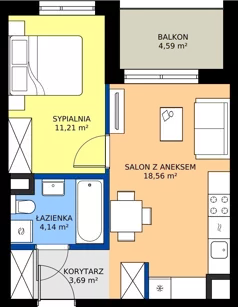 2 pokoje, mieszkanie 37,60 m², piętro 1, oferta nr D/6, Mokotów Sportowy 1.3, Warszawa, Mokotów, Augustówka, ul. Antoniewska