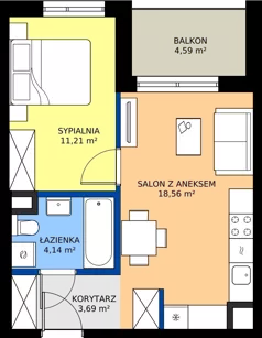 2 pokoje, mieszkanie 37,60 m², piętro 4, oferta nr D/27, Mokotów Sportowy 1.3, Warszawa, Mokotów, Augustówka, ul. Antoniewska