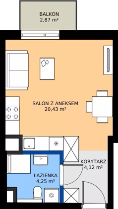 1 pokój, mieszkanie 28,80 m², piętro 1, oferta nr D/2, Mokotów Sportowy 1.3, Warszawa, Mokotów, Augustówka, ul. Antoniewska