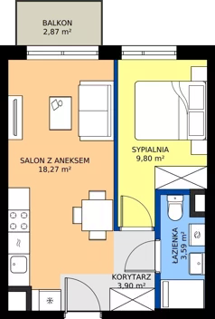 2 pokoje, mieszkanie 35,56 m², piętro 1, oferta nr D/38, Mokotów Sportowy 1.3, Warszawa, Mokotów, Augustówka, ul. Antoniewska