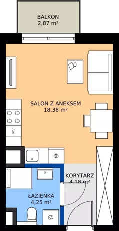 1 pokój, mieszkanie 26,81 m², piętro 4, oferta nr D/54, Mokotów Sportowy 1.3, Warszawa, Mokotów, Augustówka, ul. Antoniewska