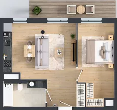 2 pokoje, mieszkanie 46,39 m², piętro 1, oferta nr 2, MISTA Kraków, Kraków, Mistrzejowice, ul. Mistrzejowicka