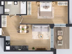 2 pokoje, mieszkanie 48,52 m², piętro 1, oferta nr C1/13, Miasteczko Julianów 2, Julianów, ul. Architektów