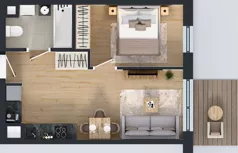 2 pokoje, mieszkanie 36,67 m², piętro 1, oferta nr C1/17, Miasteczko Julianów 2, Julianów, ul. Architektów