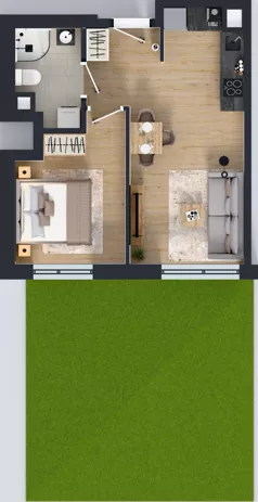 2 pokoje, mieszkanie 37,14 m², parter, oferta nr C2/132, Miasteczko Julianów 2, Julianów, ul. Architektów