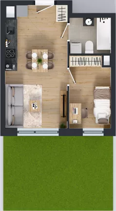 2 pokoje, mieszkanie 33,37 m², parter, oferta nr XII/2, Metro Art 12, Warszawa, Praga Południe, Kamionek, ul. Chodakowska 38