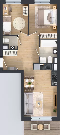 3 pokoje, mieszkanie 52,63 m², piętro 2, oferta nr XII/34, Metro Art 12, Warszawa, Praga Południe, Kamionek, ul. Chodakowska 38
