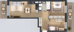 3 pokoje, mieszkanie 51,96 m², piętro 1, oferta nr XII/58, Metro Art 12, Warszawa, Praga Południe, Kamionek, ul. Chodakowska 38