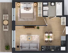 2 pokoje, mieszkanie 36,94 m², piętro 3, oferta nr XII/65, Metro Art 12, Warszawa, Praga Południe, Kamionek, ul. Chodakowska 38