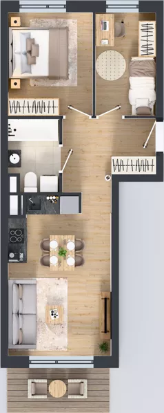 3 pokoje, mieszkanie 46,88 m², piętro 1, oferta nr XII/7, Metro Art 12, Warszawa, Praga Południe, Kamionek, ul. Chodakowska 38