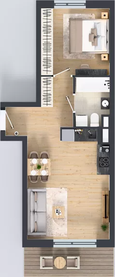 2 pokoje, mieszkanie 44,92 m², piętro 1, oferta nr XII/81, Metro Art 12, Warszawa, Praga Południe, Kamionek, ul. Chodakowska 38